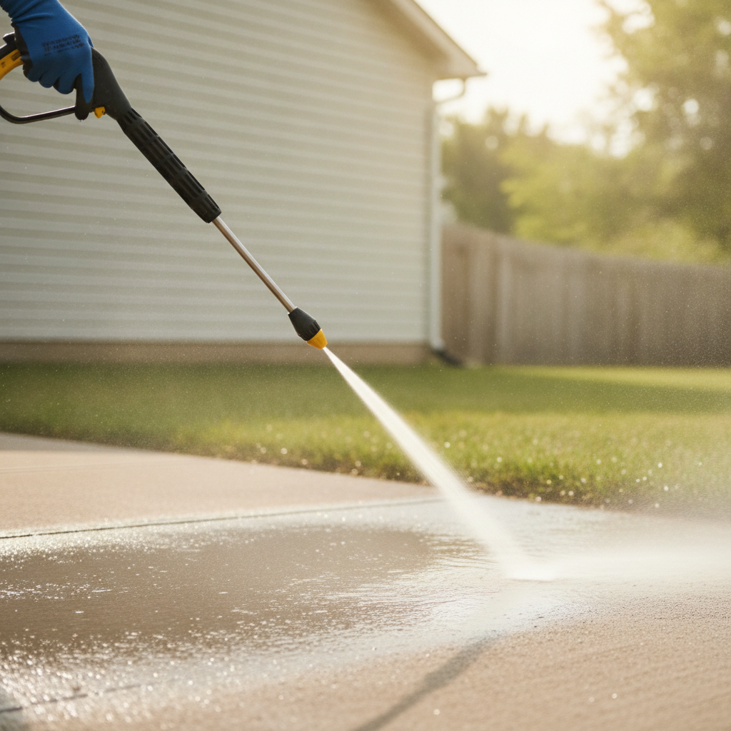 close-up photo of a hand doing Residential Pressure Washing